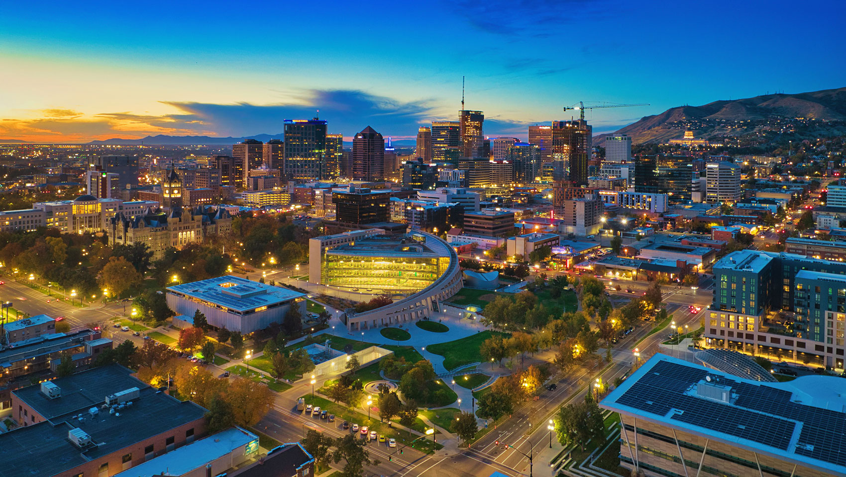 Salt Lake City Skyline at dusk